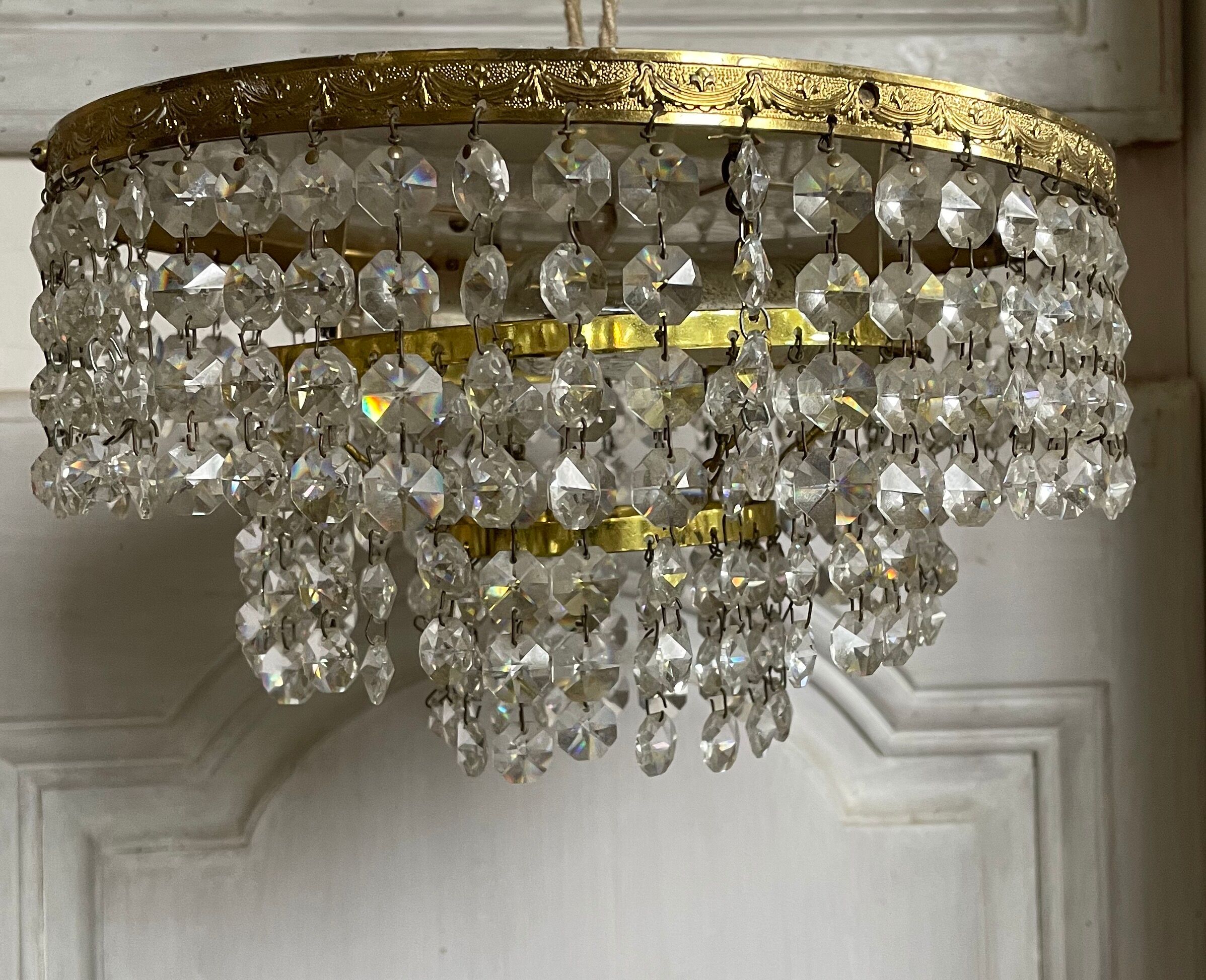 Ceiling lamp crown brass with vintage tassels