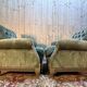 Pair of Club style armchairs / Louis XVI in gilded wood