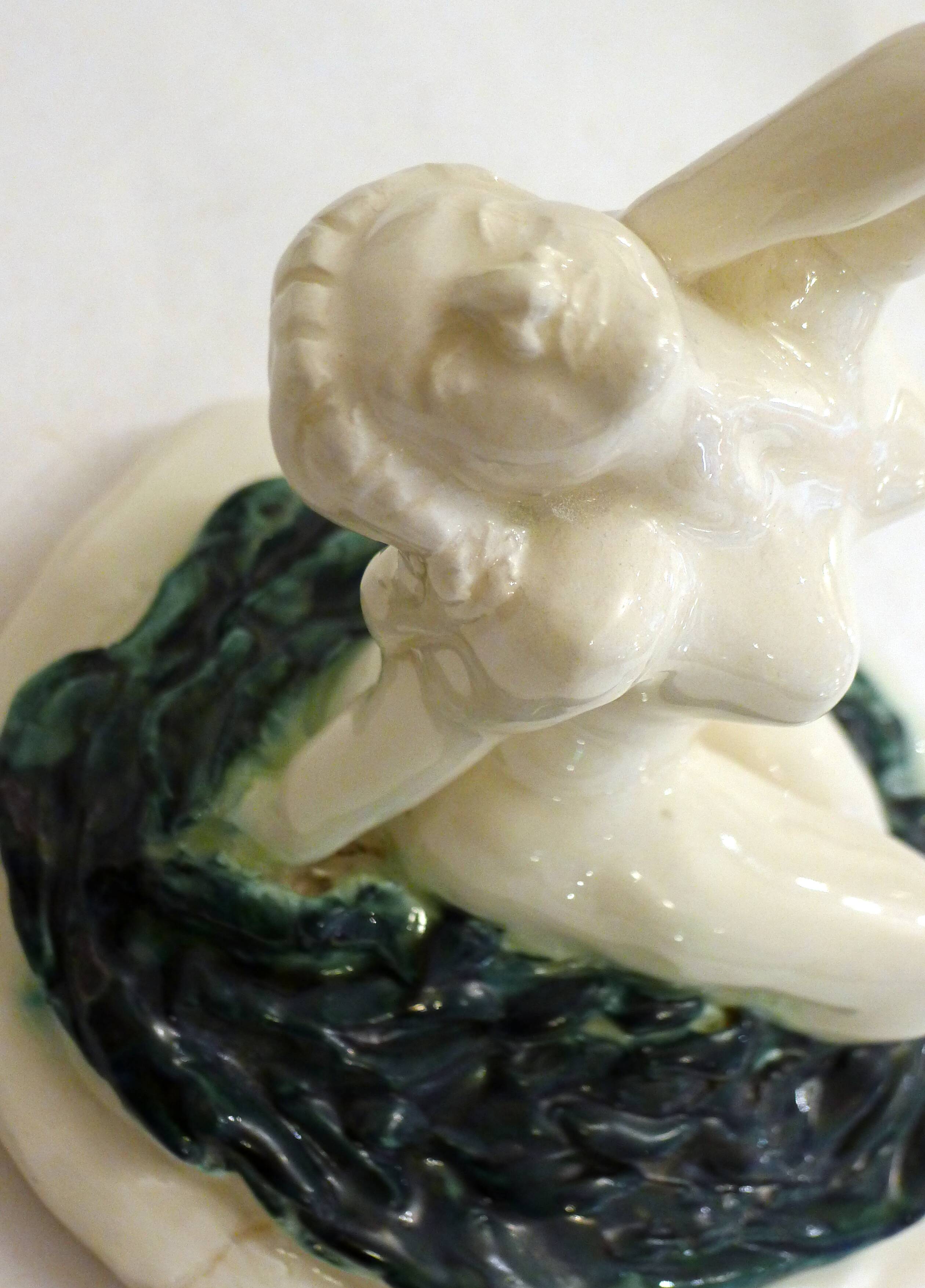 Mid-century Bathing Woman sculpture, ceramic piece.