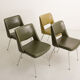 Vintage chairs imitation leather green khaki metal foot