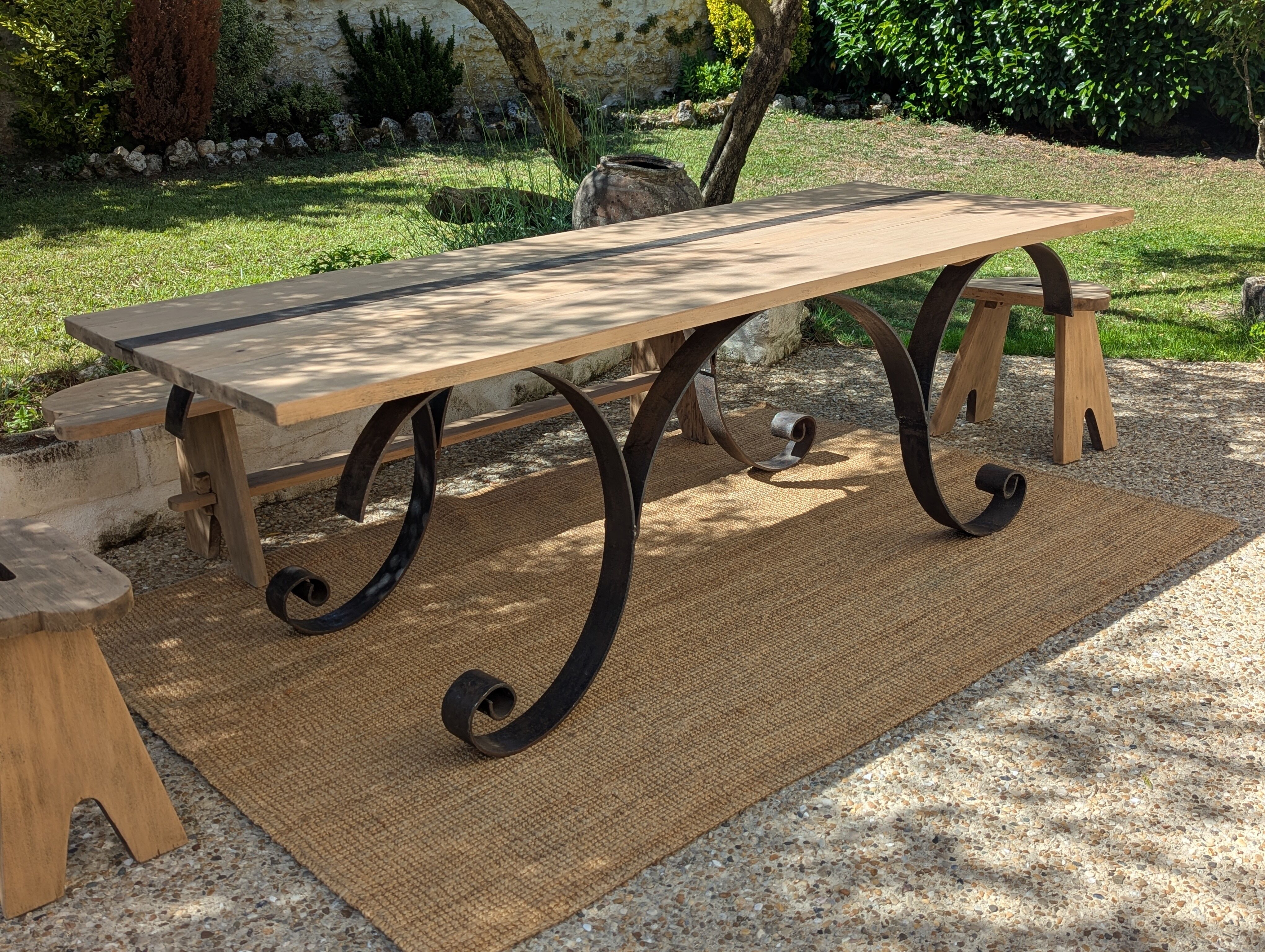 Table set, stools and benches