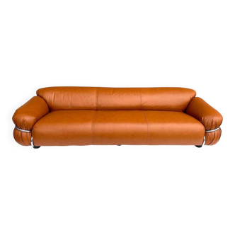 Sesann Leather Sofa by Gianfranco Frattini for Cassina, 1972