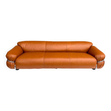 Sesann Leather Sofa by Gianfranco Frattini for Cassina, 1972