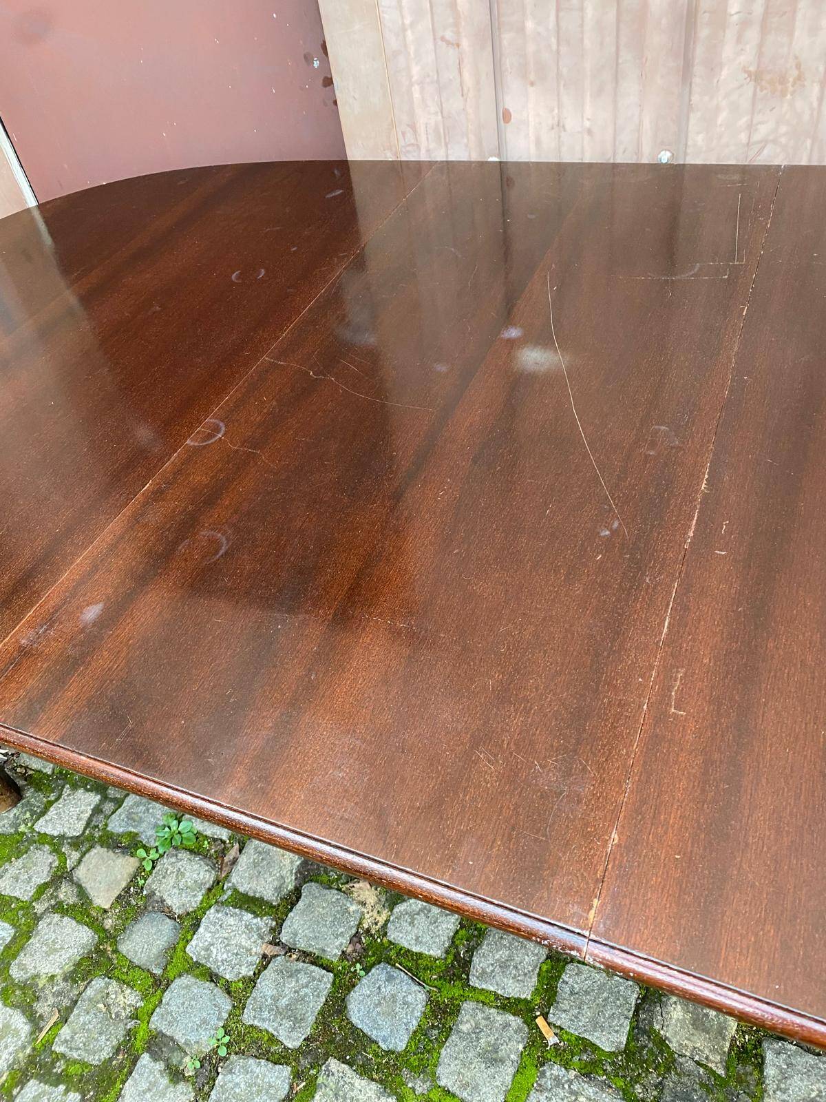 Extendable oval Scandinavian dining table in teak and mahogany, 1950s, 245cm