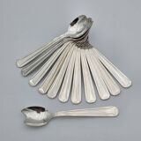 Set of twelve silver-plated metal spoons for oysters or sorbets