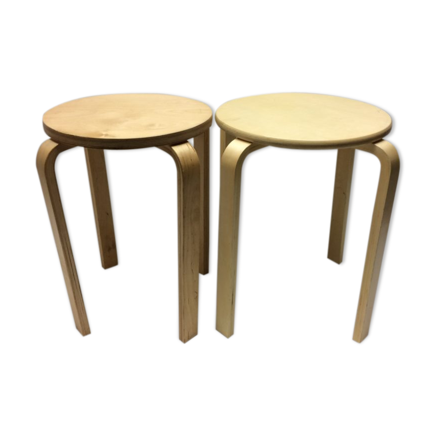 Lot of 2 light wood stools