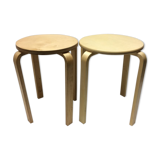 Lot of 2 light wood stools