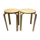 Lot of 2 light wood stools