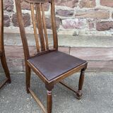 6 vintage chairs art deco 1940s oak and leather
