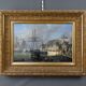 Tableau "Quay in Light", oil on panel, signed Jules d'Évry – Mid 19th century