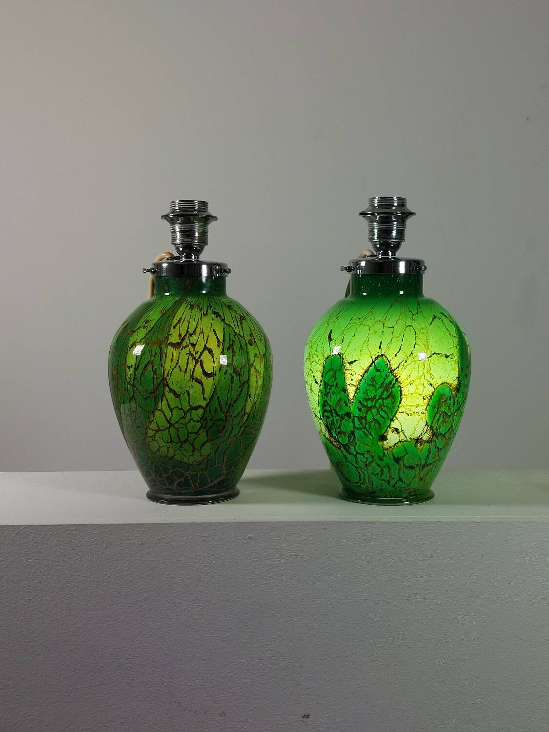 Pair of chrome glass table lamps Ikora WMF Art Deco Karl Wiedmann 1930