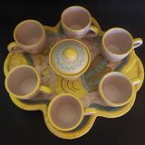 Hand decorated stoneware coffee service Sardinia Italy 20th century
