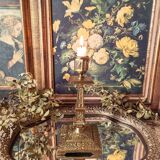 Pair of bronze torch candle holders
