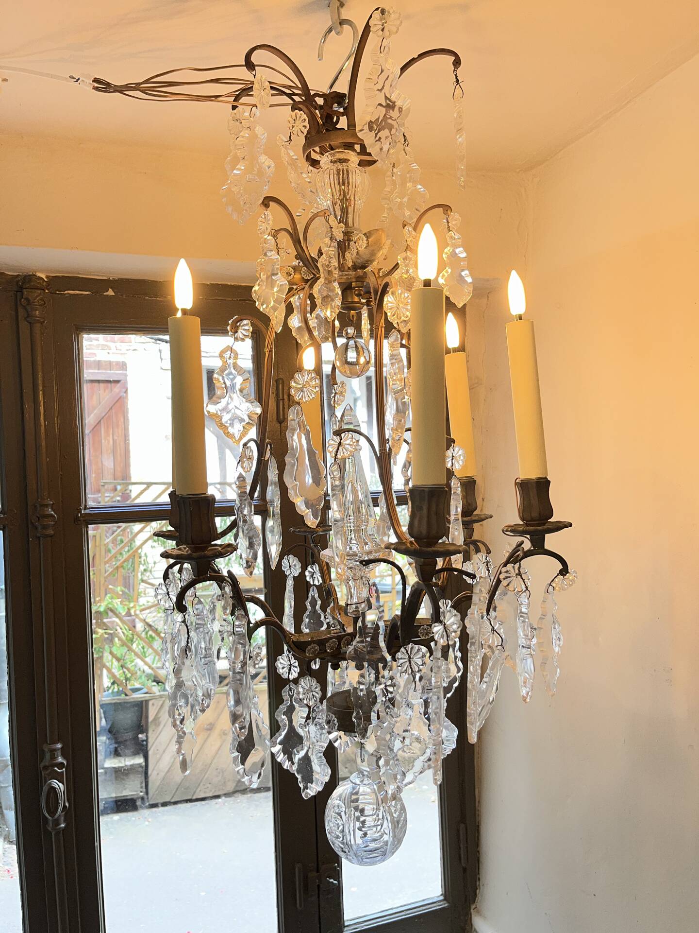Lustre à pampille  cristal 19 eme