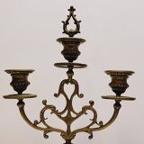 Ancienne paire de chandeliers a 3 branches en laiton