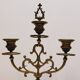 Old pair of 3 branched brass candlesticks