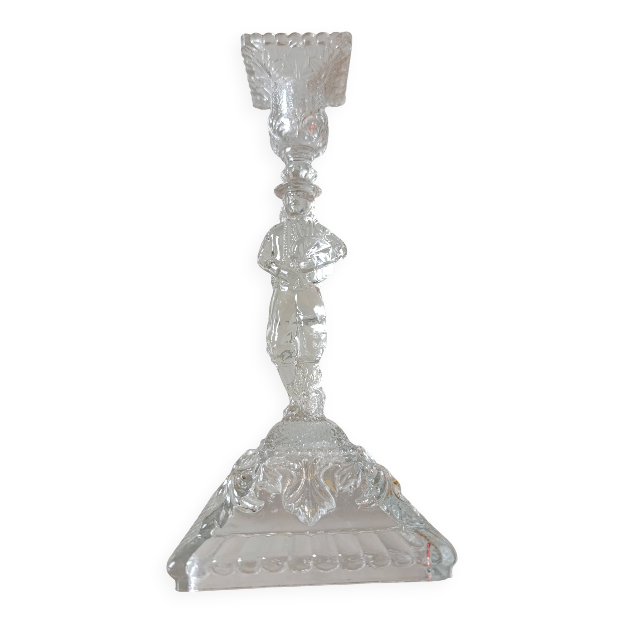 Moulded glass candlestick portieux