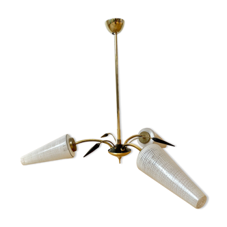 1960s tulip and spike chandelier with 3 lights