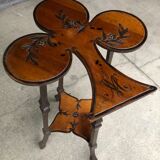 Art nouveau table with a pyrograved decoration