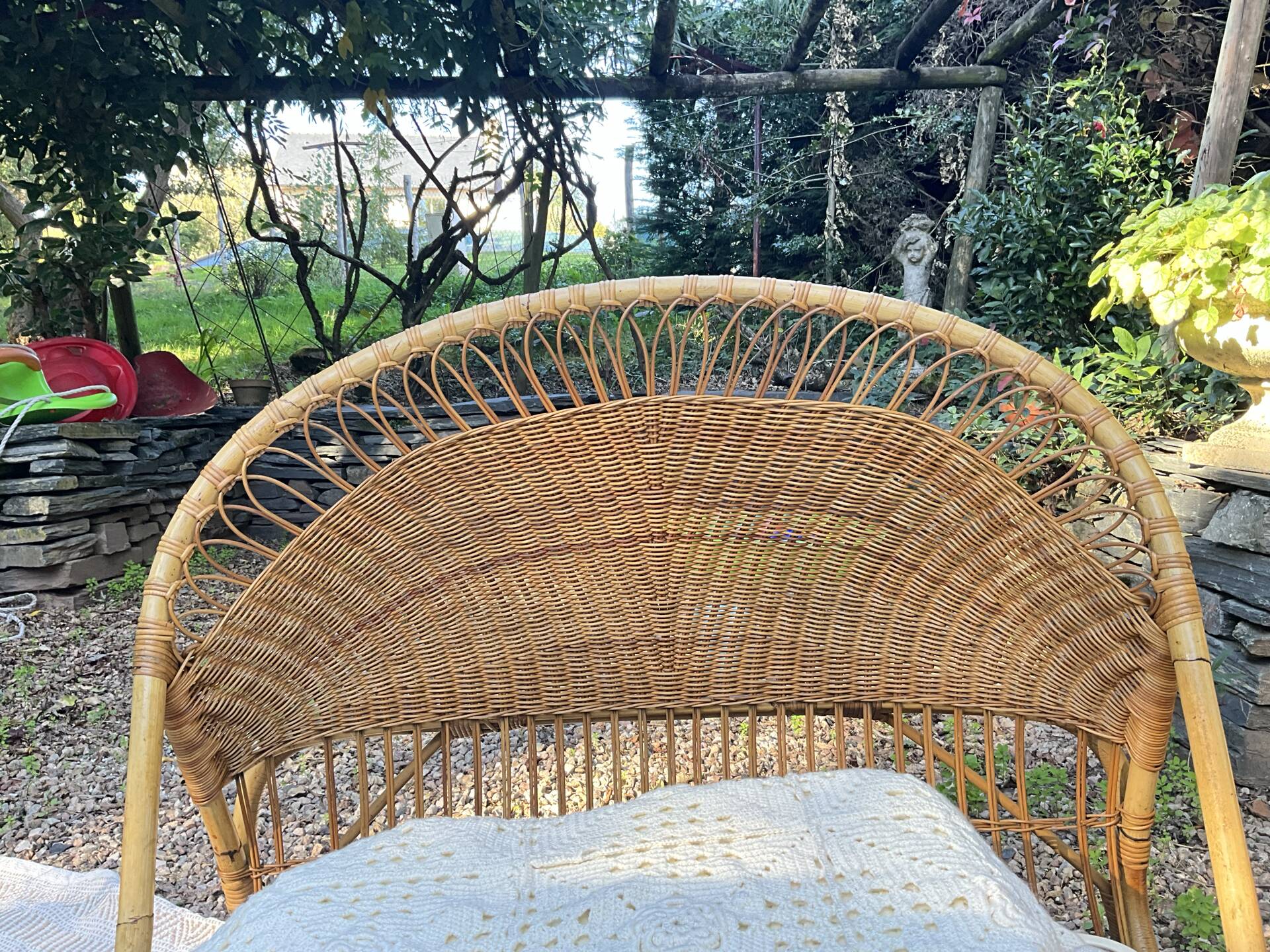 Vintage seventies rattan children's basket.