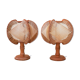 Pair of Scandinavian vintage wood and wire bedside lamps