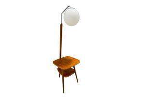 Lampadaire Art Déco avec verre laiteux et table d'appoint, Thonet, années 1950 – Czechos