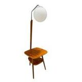 Lampadaire Art Déco avec verre laiteux et table d'appoint, Thonet, années 1950 – Czechos