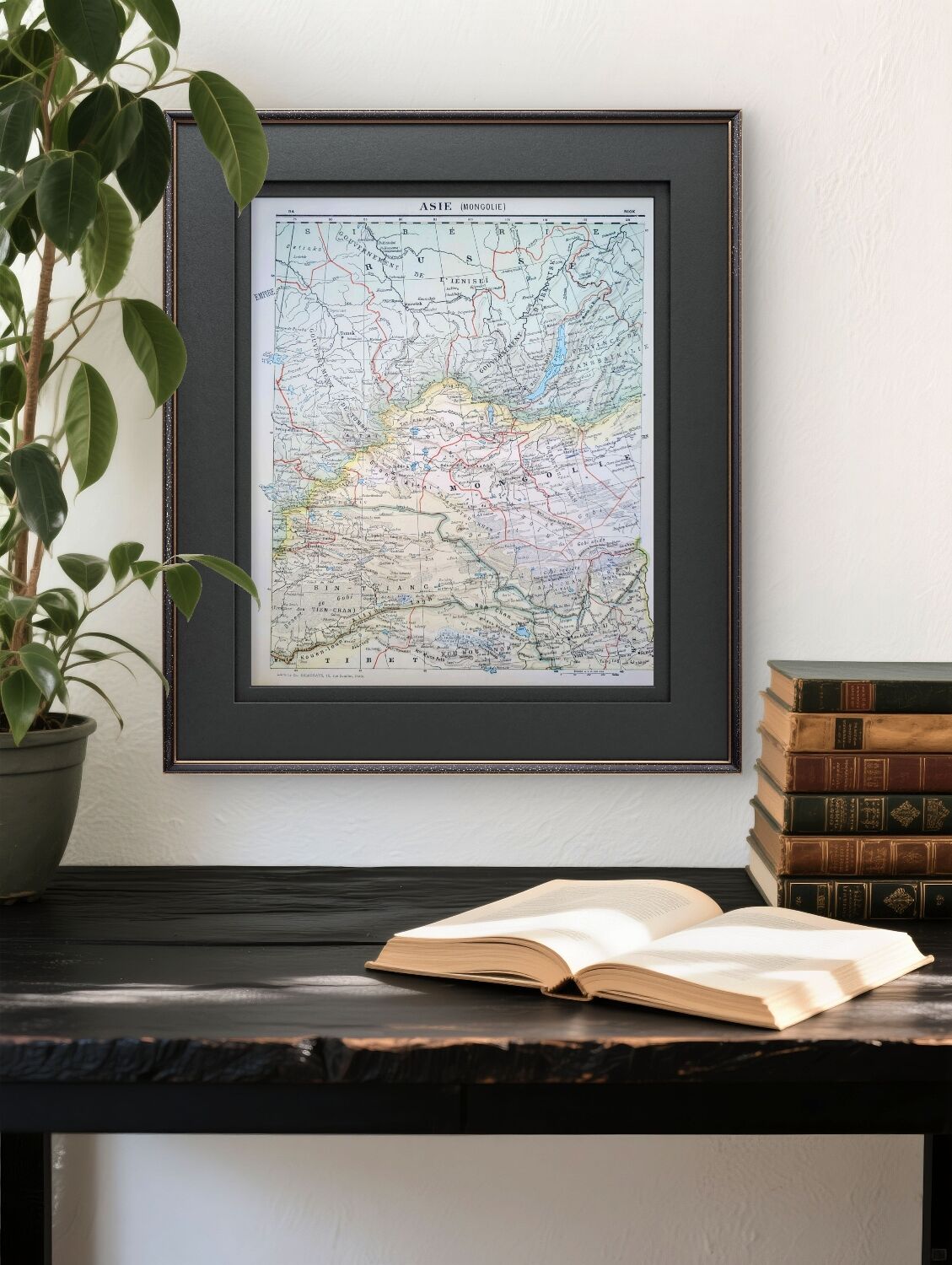 Mongolie, Asie. Planche géographique imprimée en 1900.