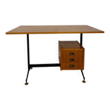 Vintage Italian design desk from the 1960s in wood and metal.