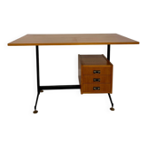 Vintage Italian design desk from the 1960s in wood and metal.