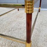 Gold glass coffee table with tobacco-colored legs, 1970s design