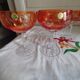 Five antique orange cut crystal champagne glasses with grape cluster decoration Poland