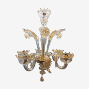 superb great translucent Murano chandelier and gold, old,complete