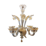 Lustre Murano translucide et or ancien complet