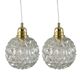 Set of two vintage electrified glass pendant lamps