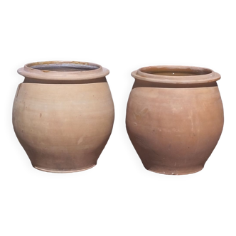 Two old terracotta pots