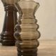 Series of 4 vintage smoked glass vases from the 70s