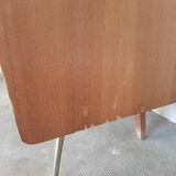 Vintage light oak chest of drawers, brass base