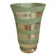 Vintage 1950s Art Deco vase in green granite glass with gold trim