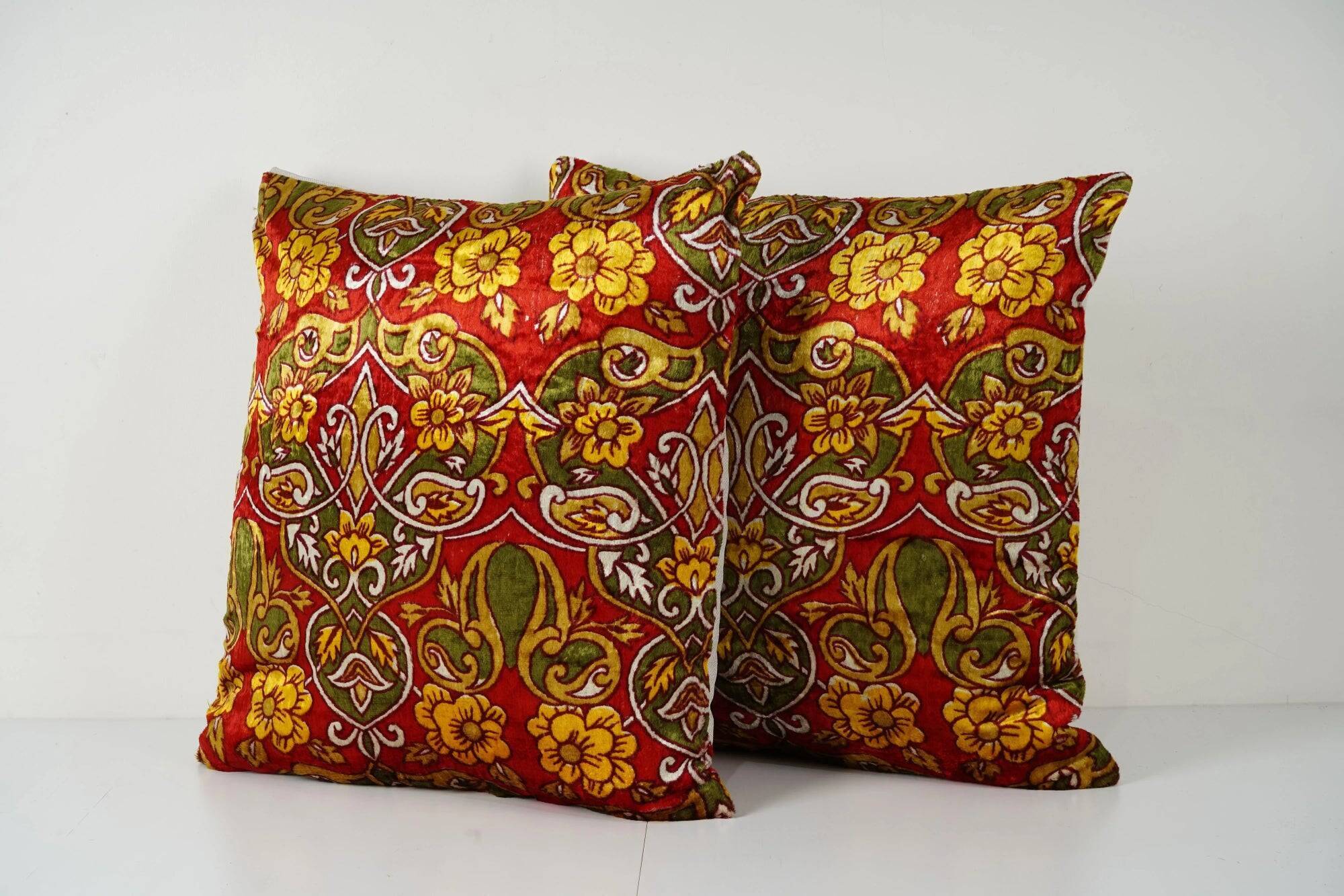 Set of 2 vintage velvet cushion covers 53x56 cm
