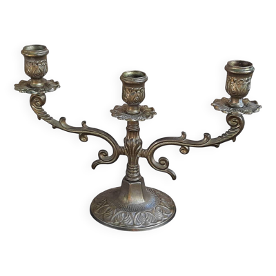 Chandelier à trois feux en métal laitonné