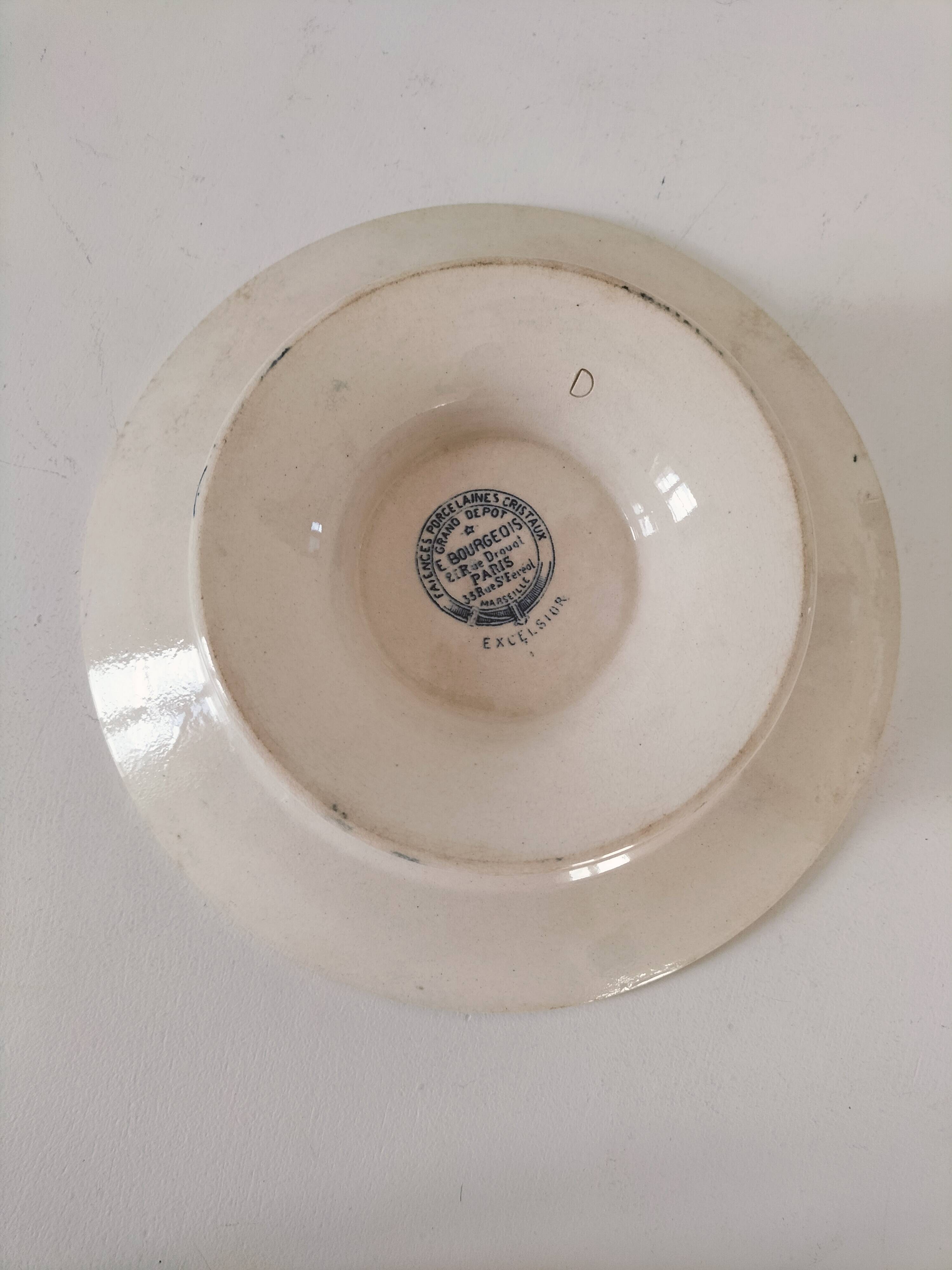 E. Bourgeois footed plate – Excelsior blue decoration, late 19th century