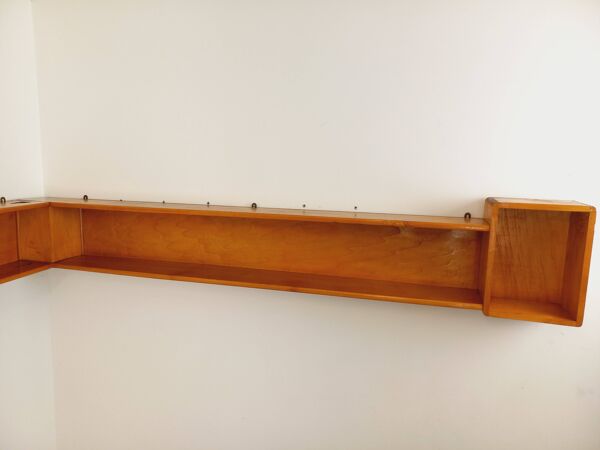 Etagère d’angle murale vintage en bois des années 60 70