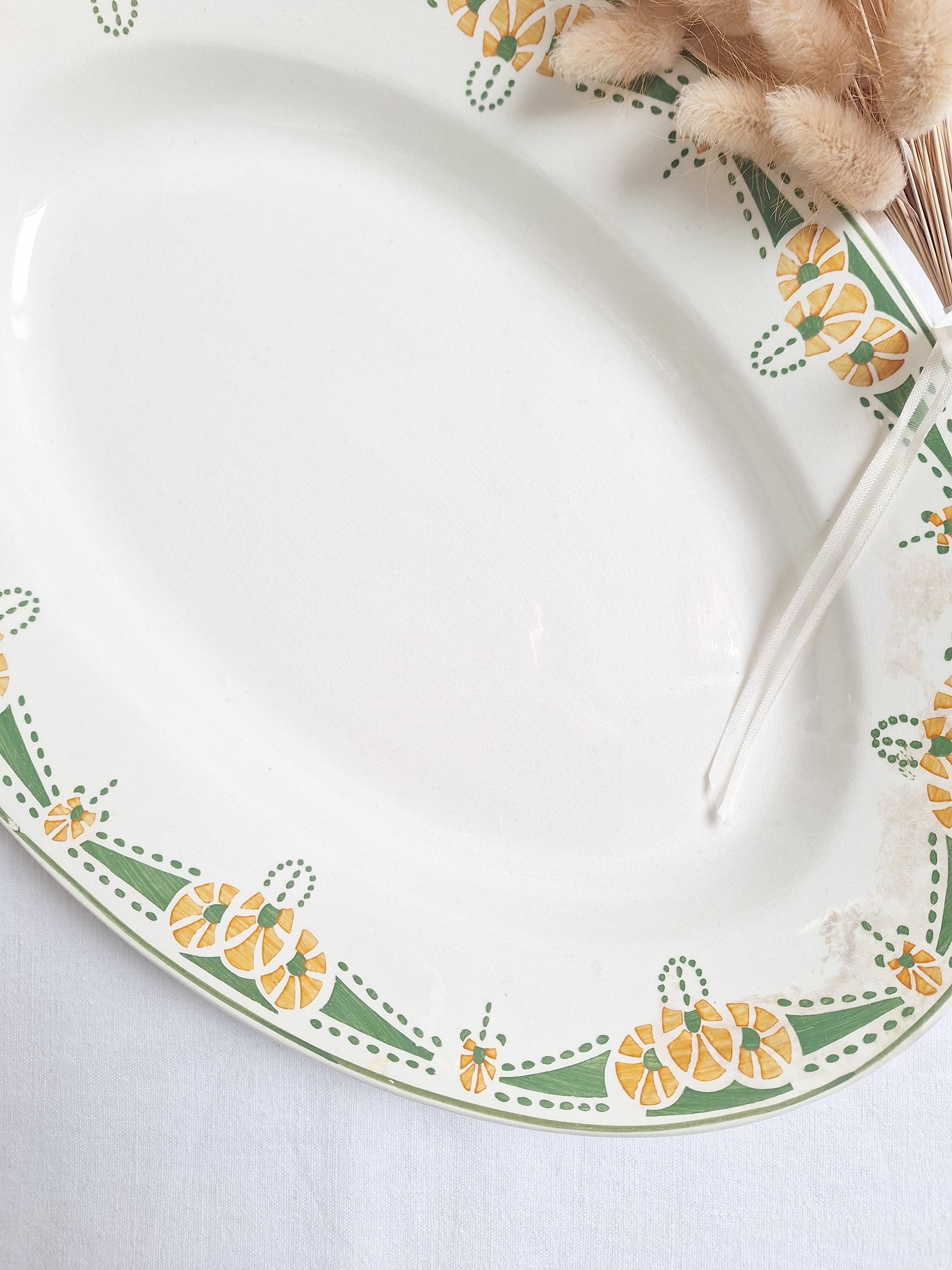 Plat ovale Longwy art déco