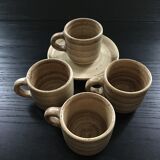 Set of 4 beige stoneware cups
