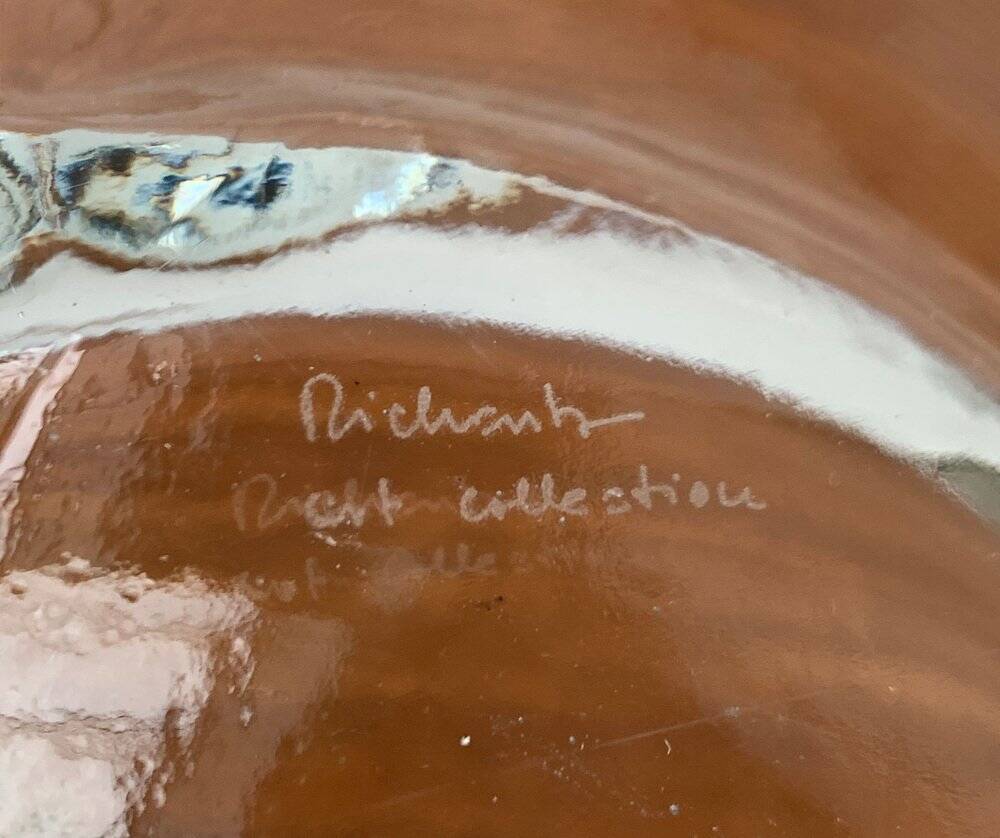 German Vintage Art Collection Richartz Plate and Bowl in Glass by Hans Jürgen Richartz for Mathildenhütte, Solingen, Set of 2