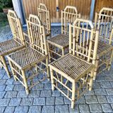 Series Of 6 Real Bamboo Chairs Circa 70