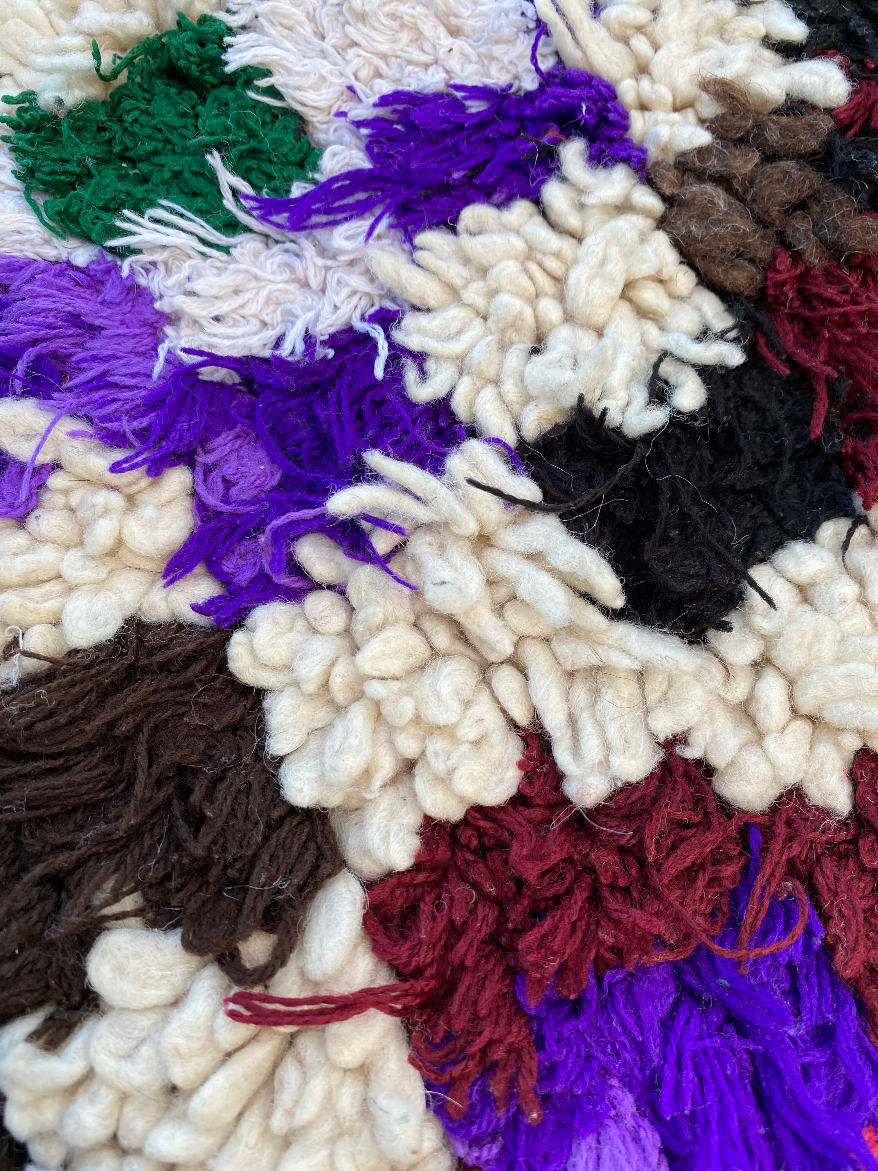 Azilal vintage wool and handmade cotton rug 90x160 cm
