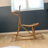 Vintage rattan rocking horse