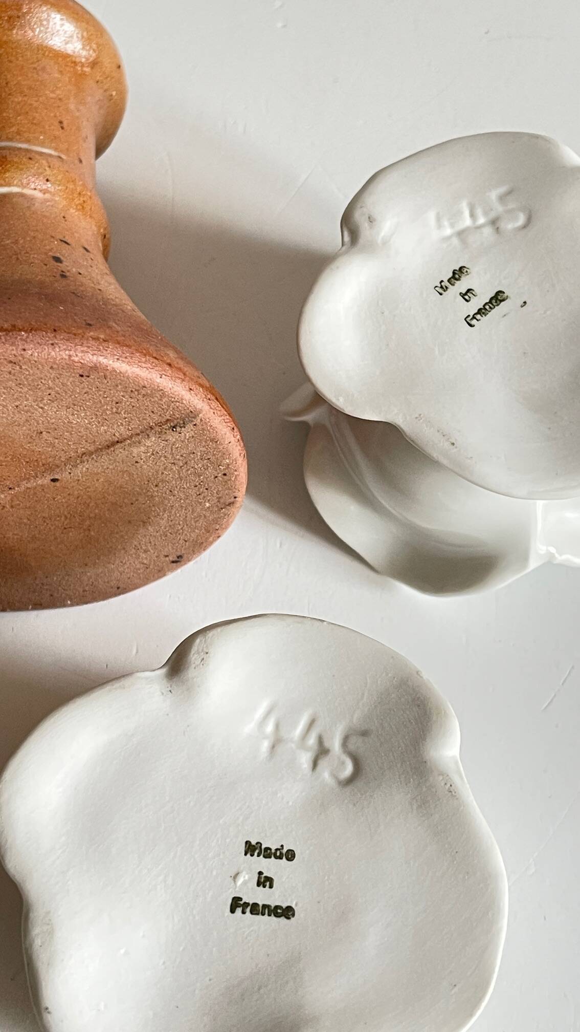 Lot bougeoirs porcelaine et grès vintage